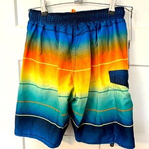 Gradient Blue and Yellow Swim Shorts